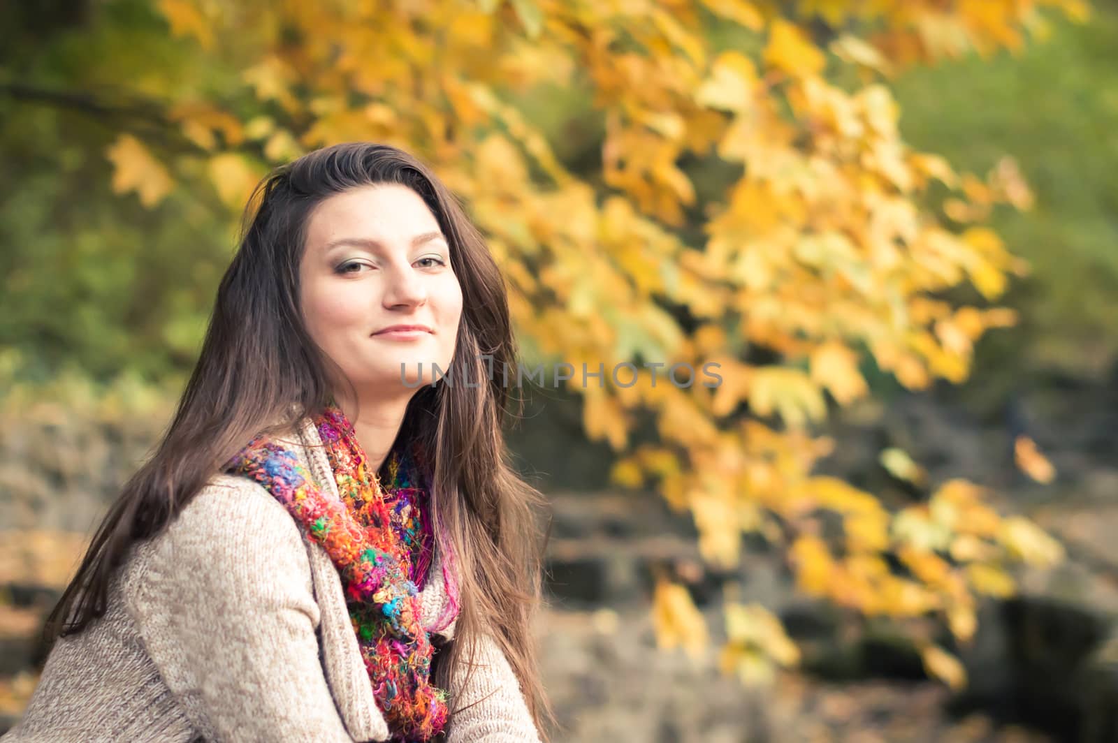 Portrait of a girl in autumn Park