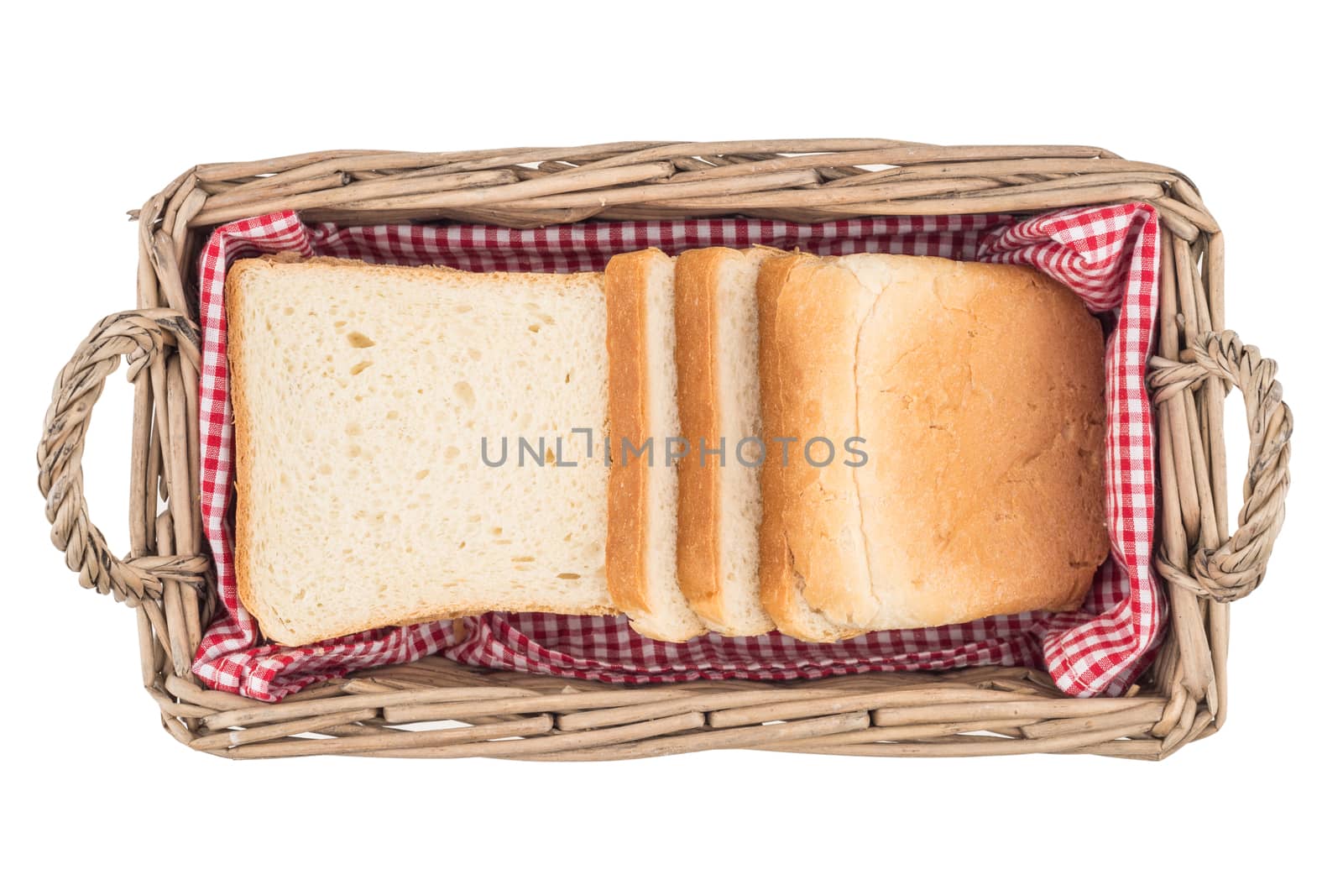 White bread in basket. Slice. Isolated on white background by DGolbay