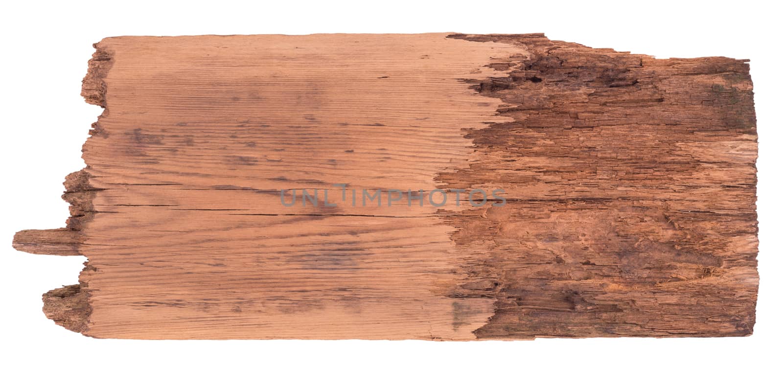 Old wooden board isolated on a white background. Top view.