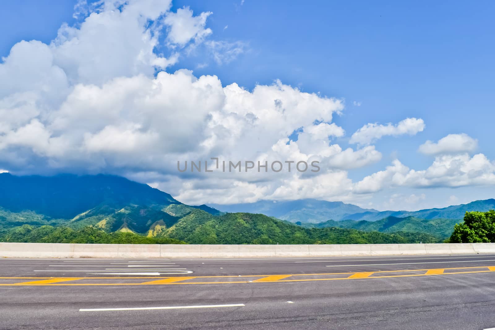 Beautiful tropical mountain landscape under clear blue sky