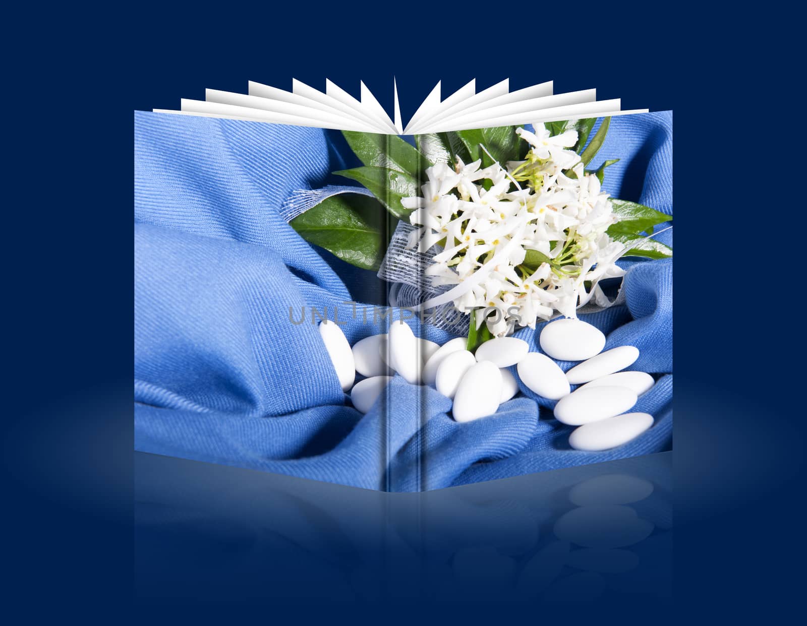 book of composition of flowers and candy  for wedding day