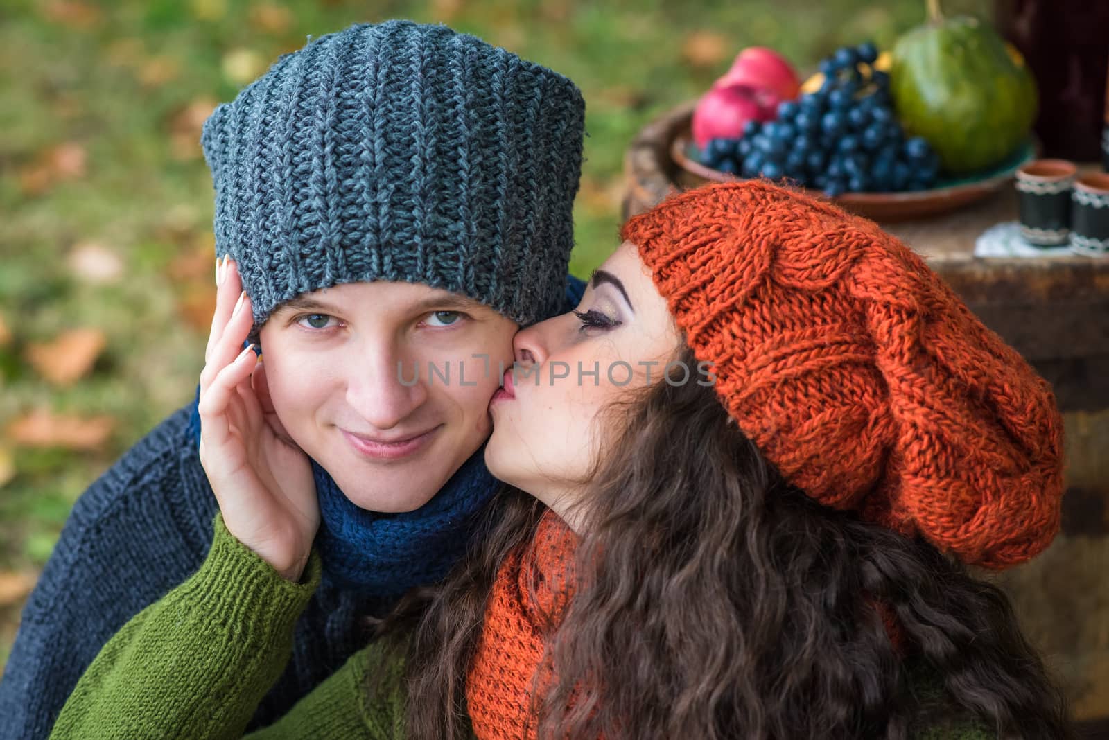 Portrait of couples in the autumn garden