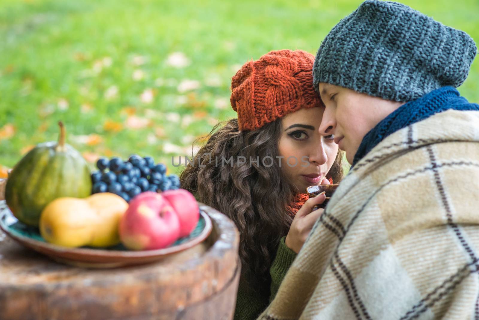 Portrait of couples in the autumn garden