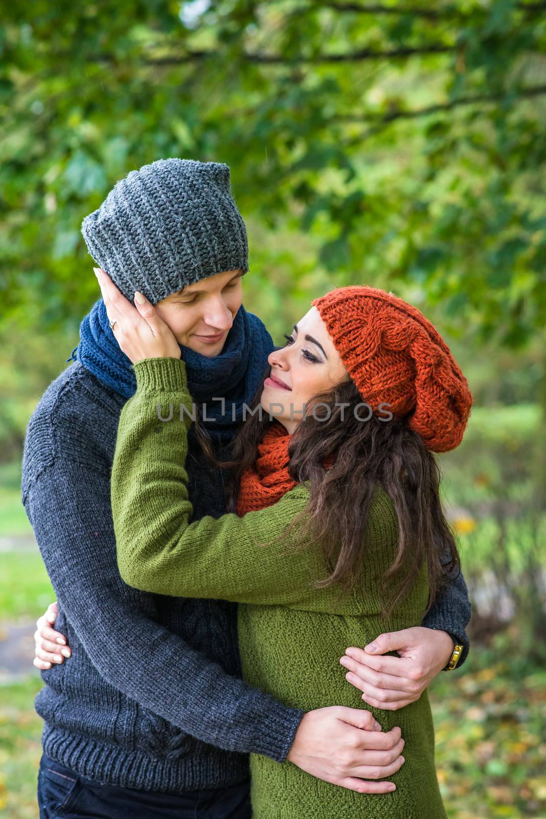 Portrait of couples in the autumn garden