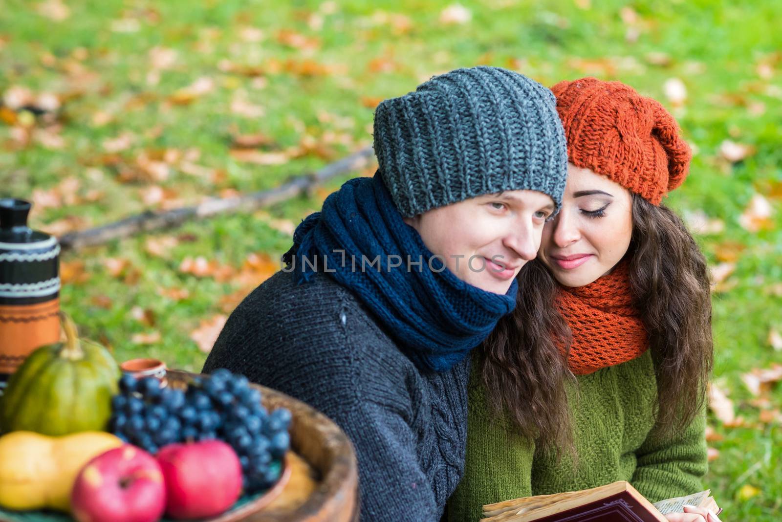 Portrait of couples in the autumn garden