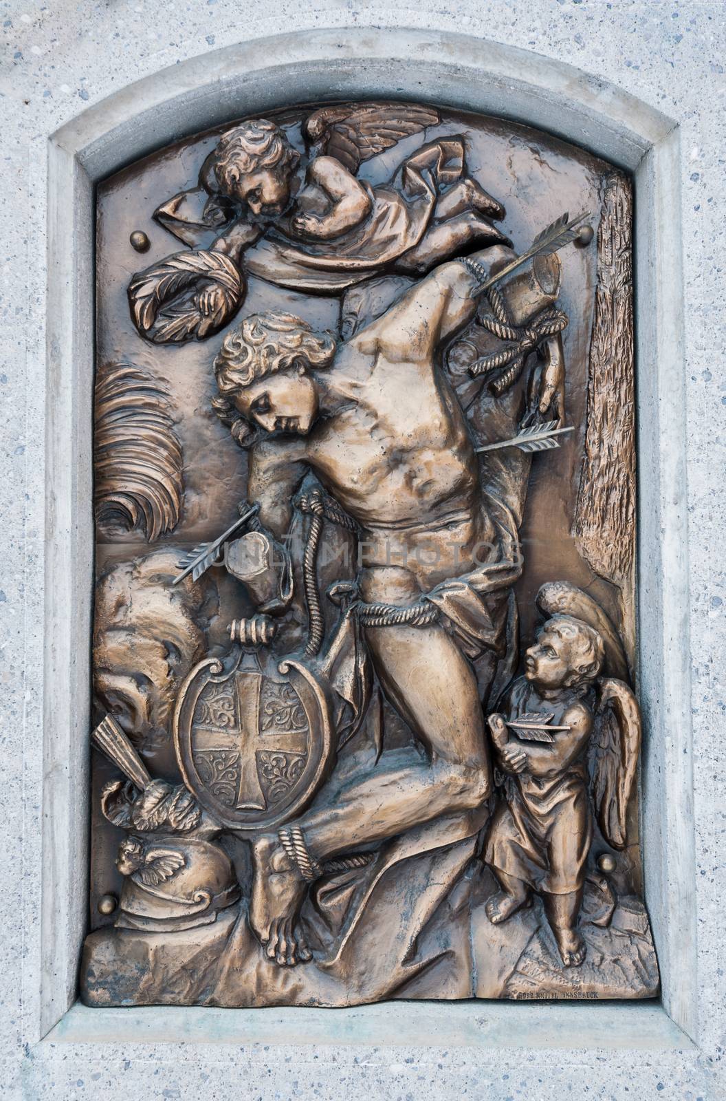 Bronze relief of San Sebastian by easyclickshop