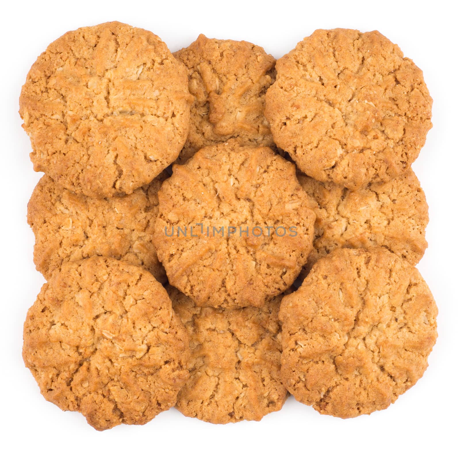 Cookies on a white background. Top view.