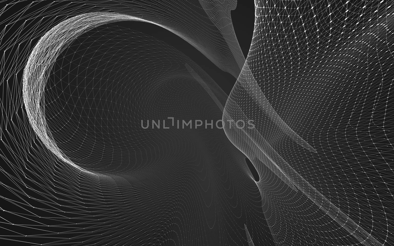 Abstract polygonal space low poly dark background with connecting dots and lines. Connection structure. 3d rendering