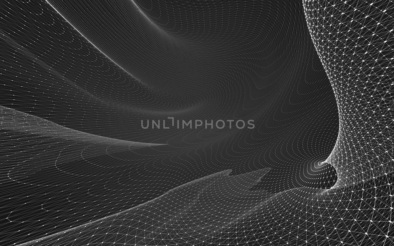 Abstract polygonal space low poly dark background with connecting dots and lines. Connection structure. 3d rendering