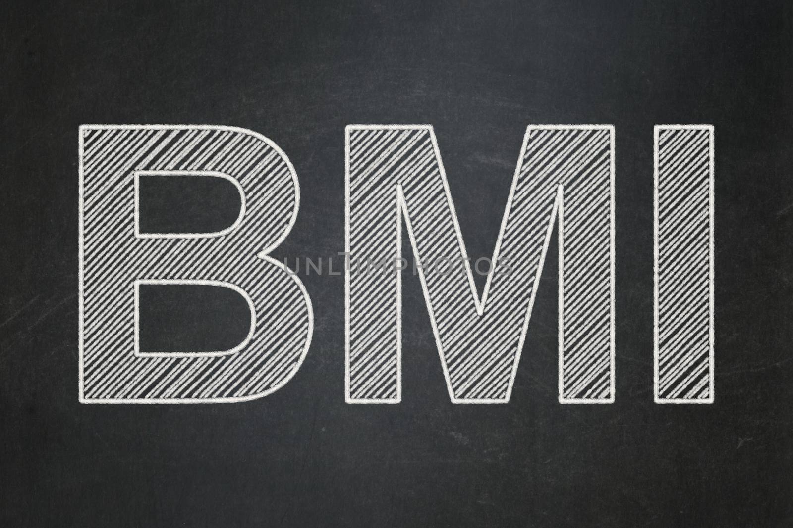 Healthcare concept: BMI on chalkboard background by maxkabakov