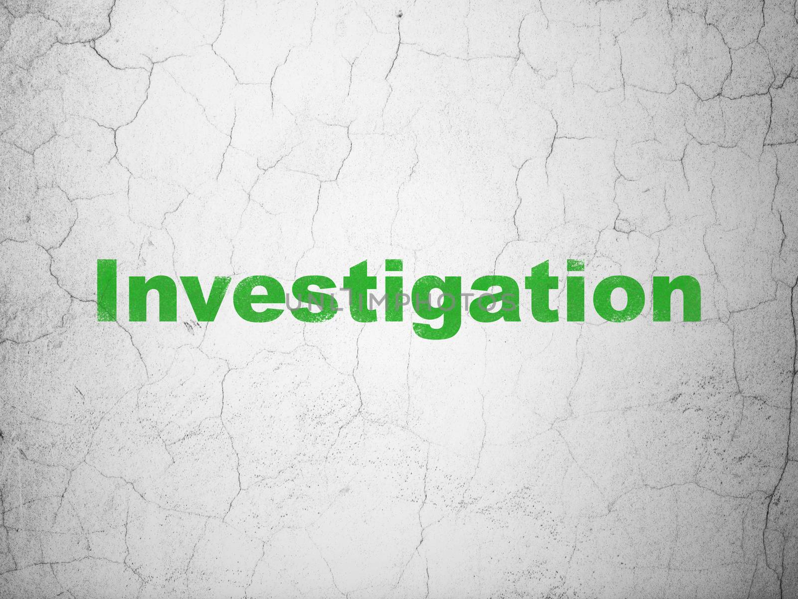 Science concept: Green Investigation on textured concrete wall background