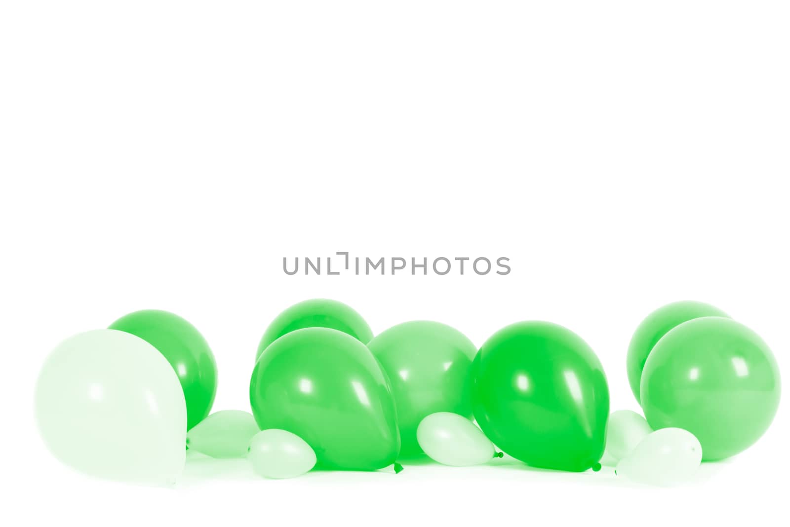 Colourful balloons isolated on white with copy space