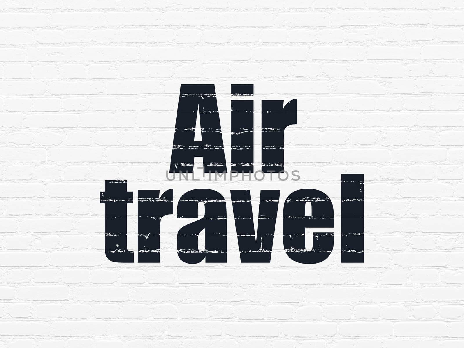 Travel concept: Painted black text Air Travel on White Brick wall background