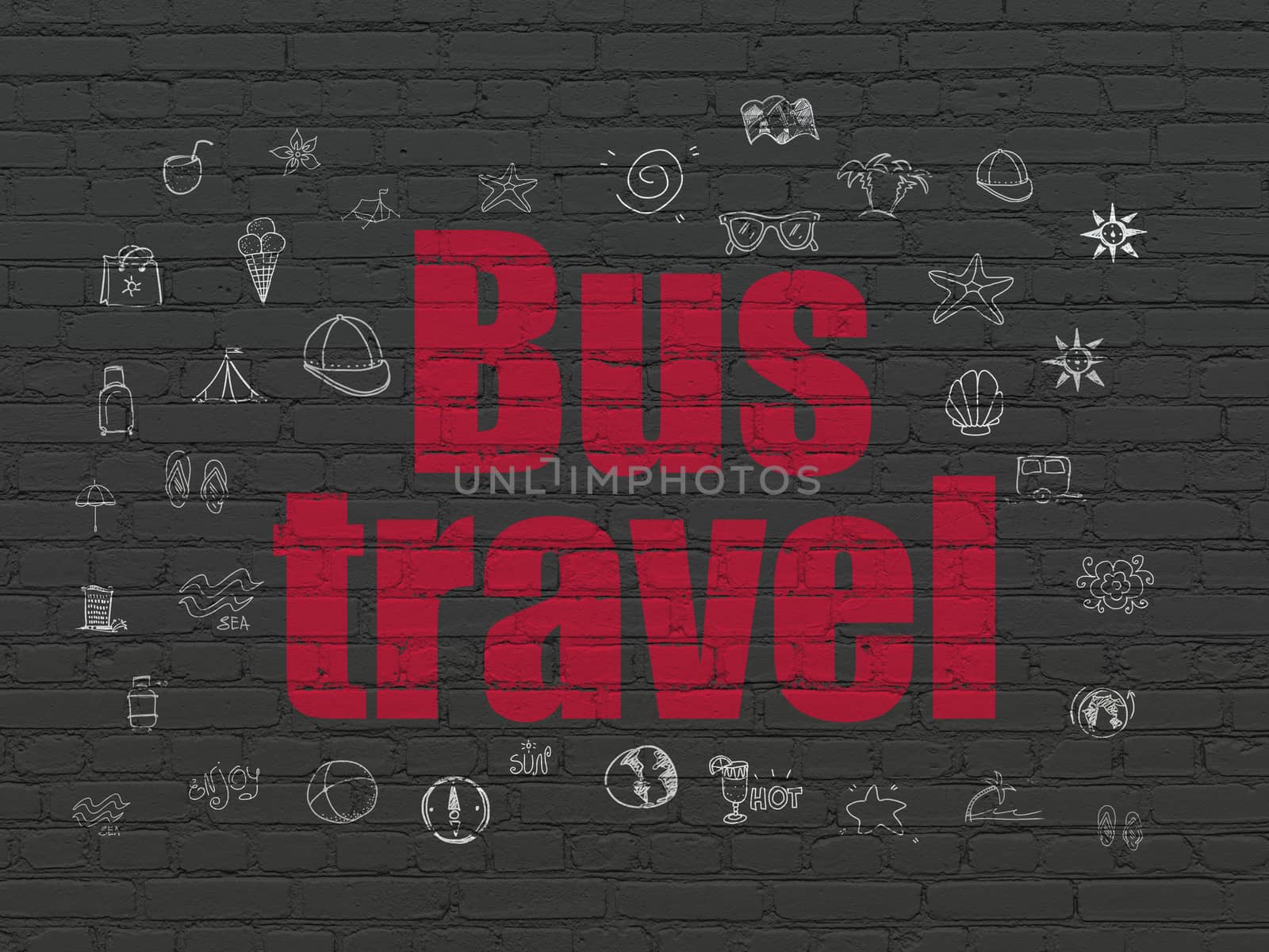 Travel concept: Bus Travel on wall background by maxkabakov