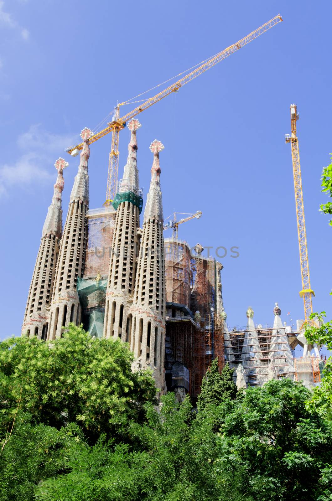 BARCELONA, SPAIN - JUNE 10, 2012: Sagrada Familia - the impressive cathedral designed by Antonio Gaudi, which is being build since 19 March 1882 and is not finished yet.