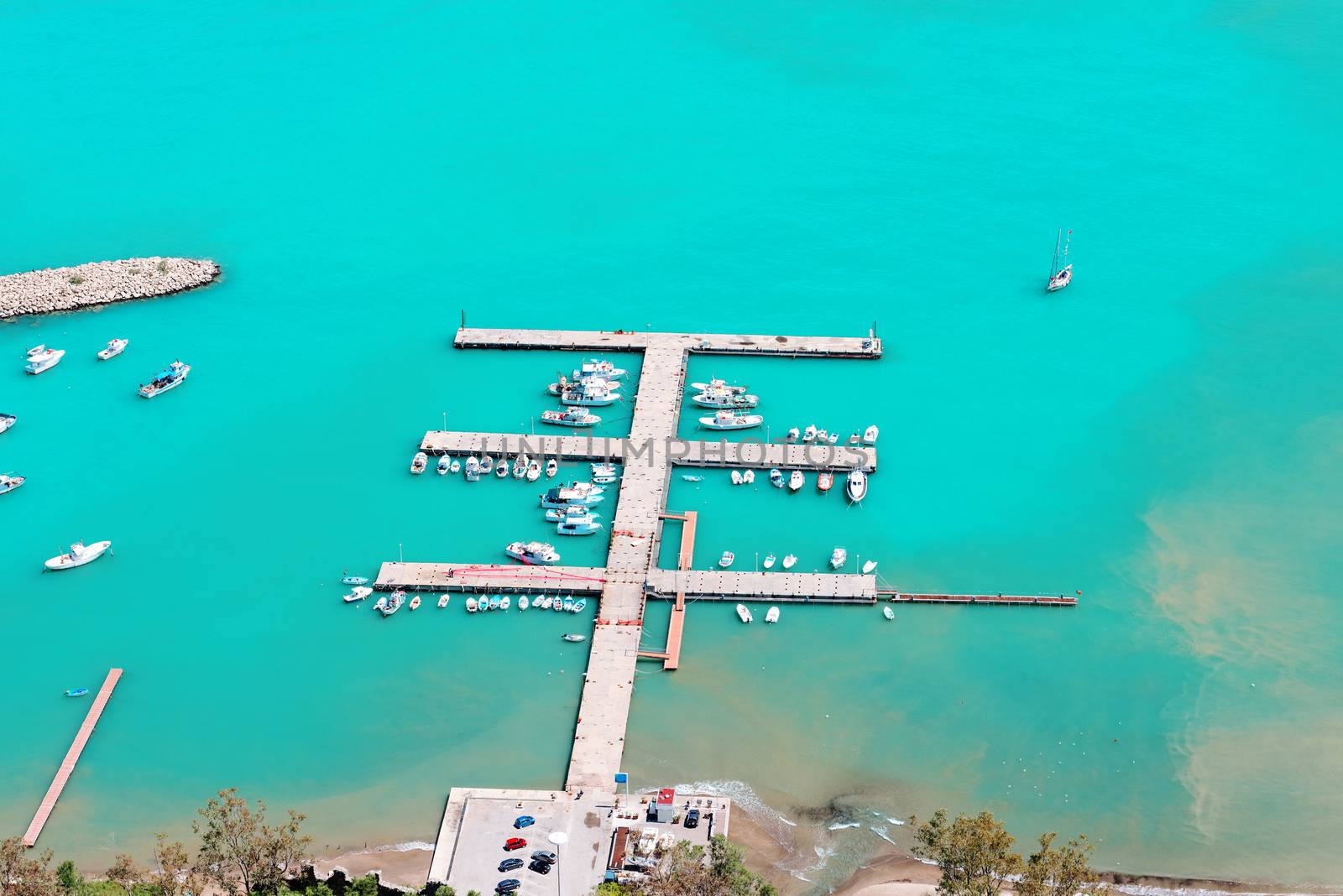 Aerial view on marina at Cefalu, Sicily, Italy