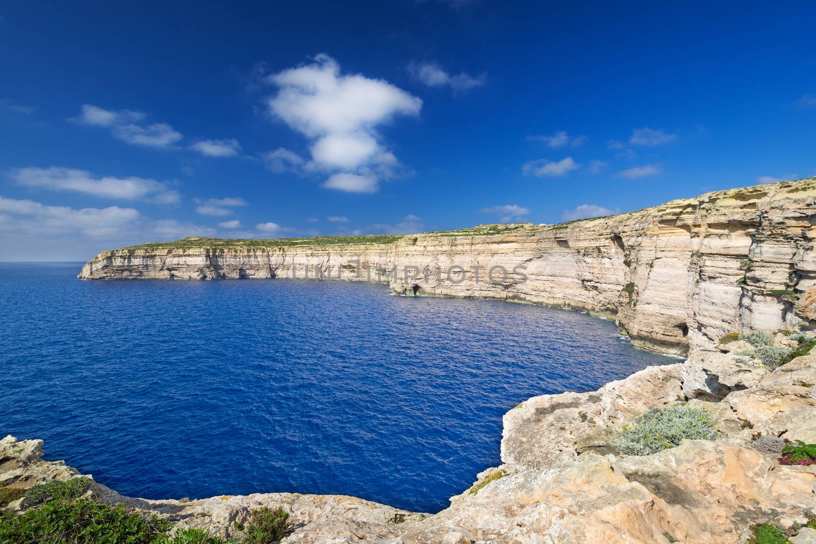 Coast line near Azure Window on Gozo Island, Malta