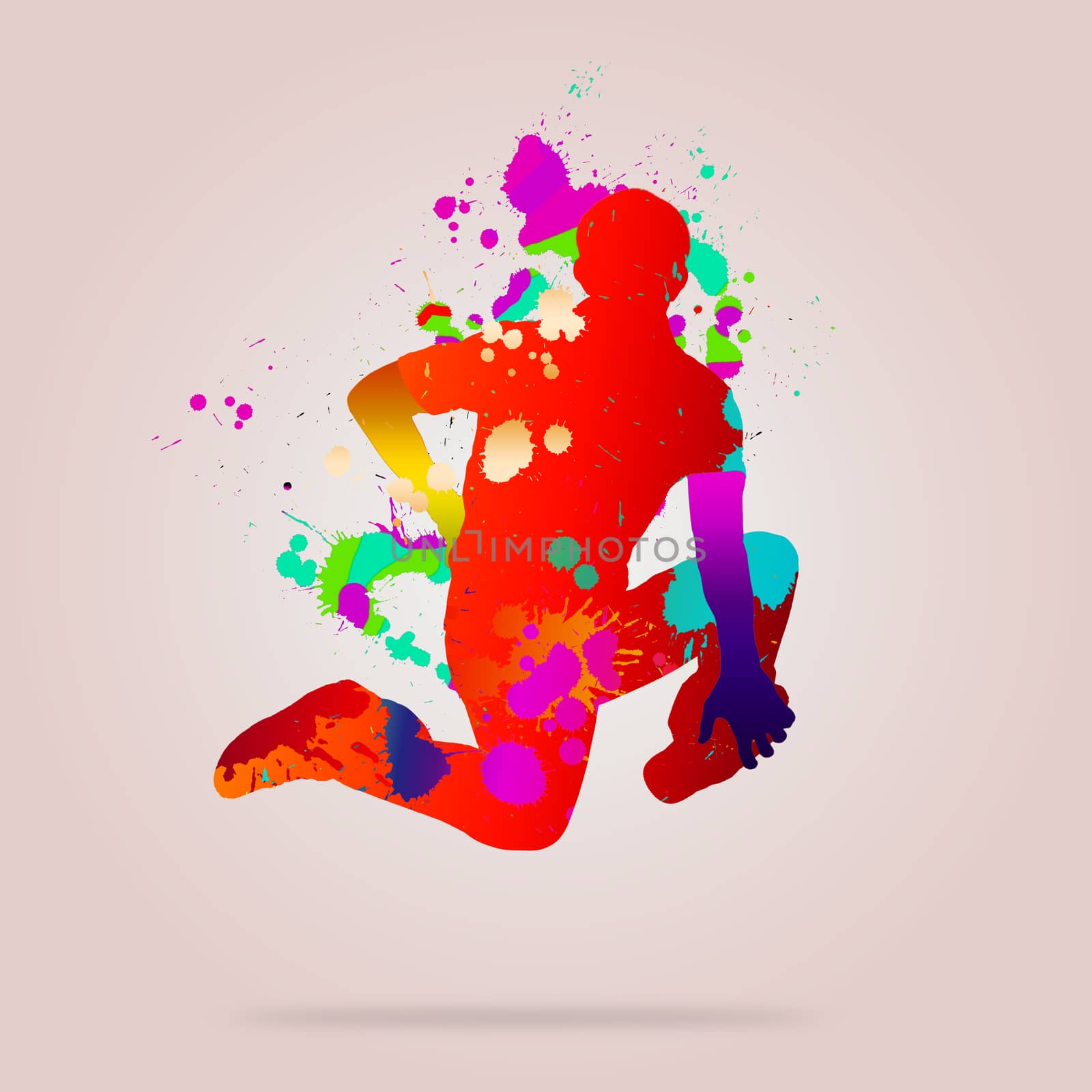 Image with color silhouette of dancer on color background