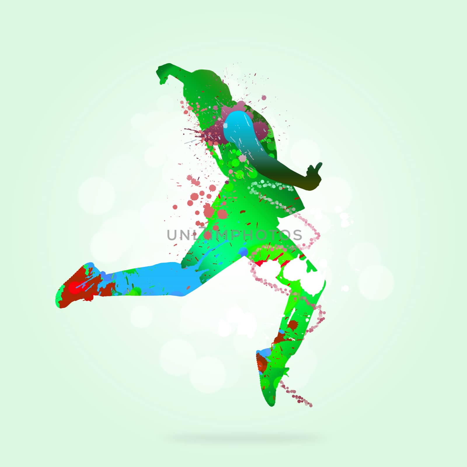 Image with color silhouette of dancer on color background