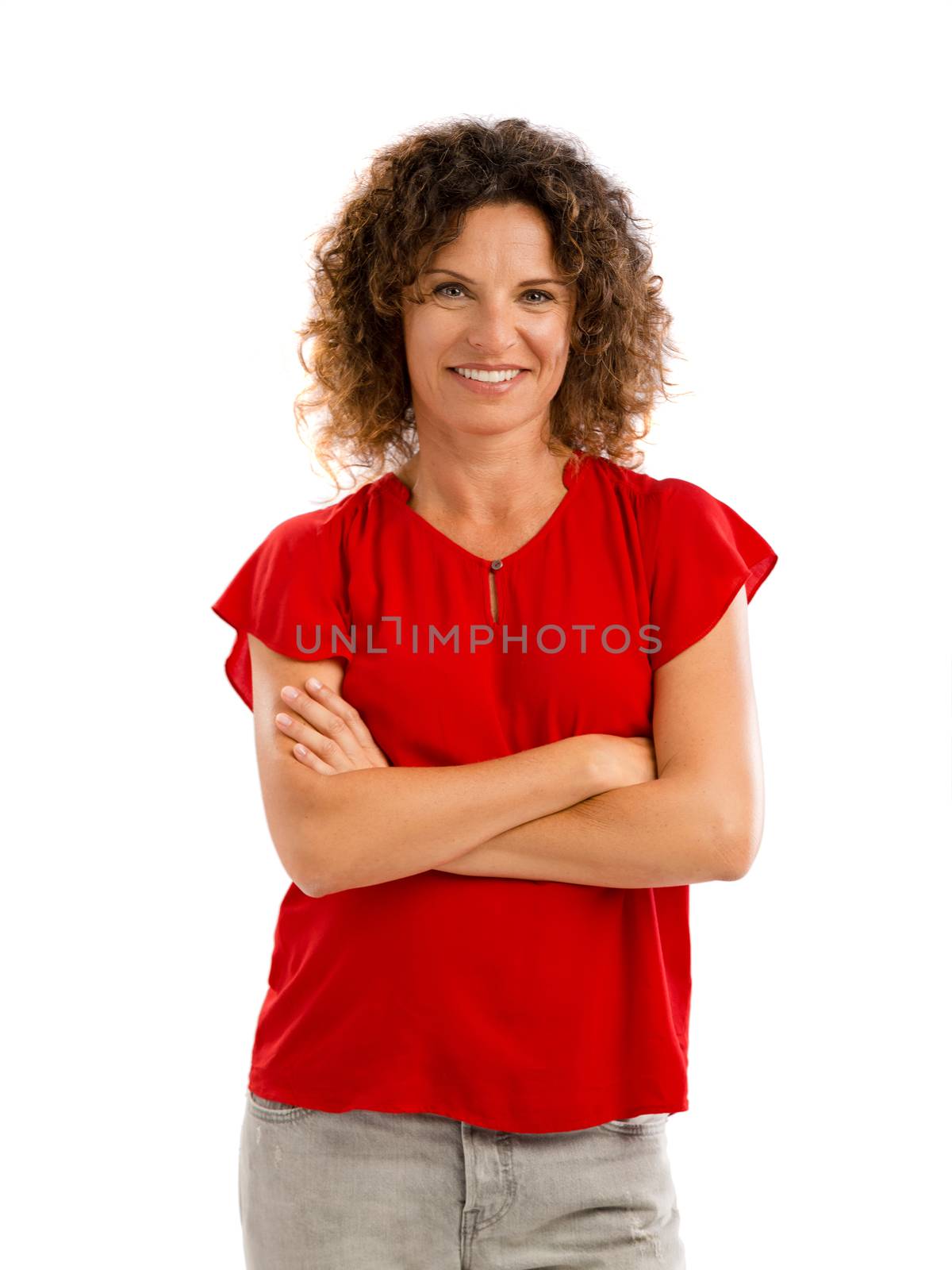 Portrait of a smiling middle aged brunette