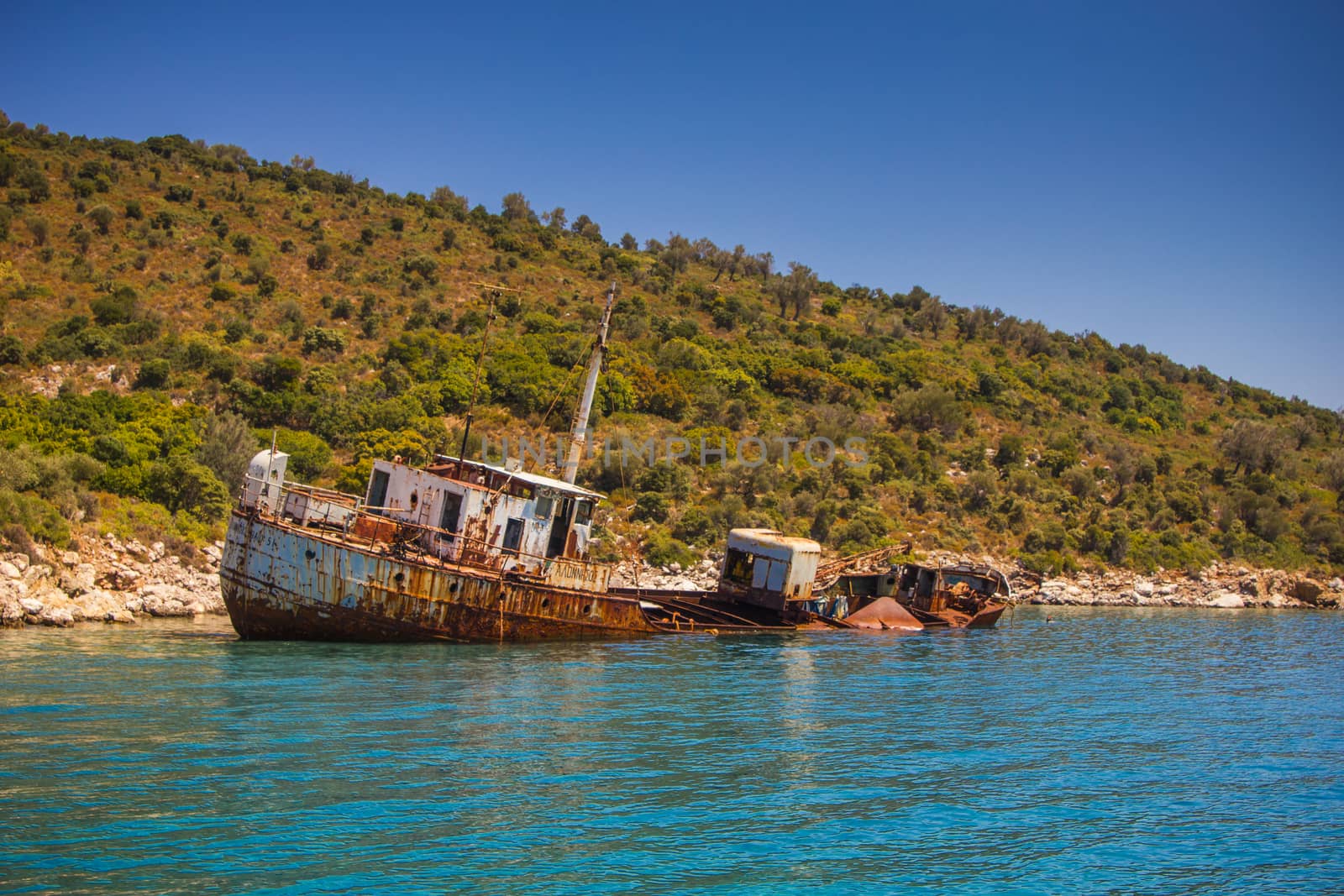 Wreck of stranded vessel in Alonissos, Greece by huntz