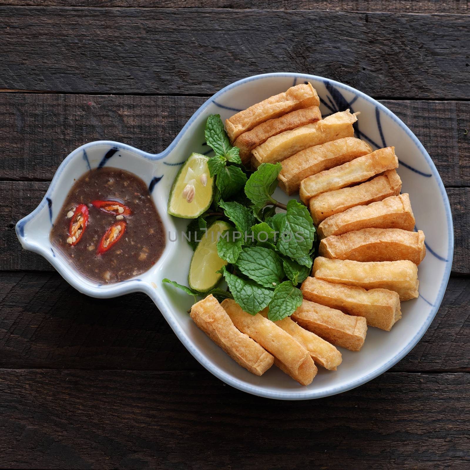 family meal, fried tofu with shrimp paste by xuanhuongho