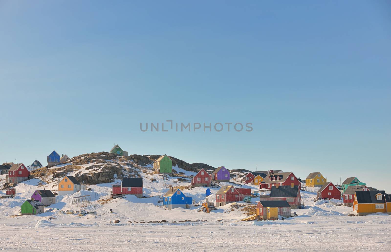 Colorful houses in spring time in Greenland