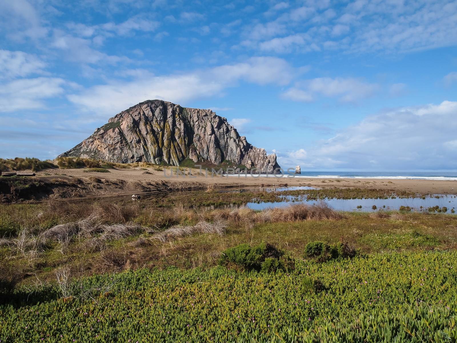 Beautiful scene of Morro Rock Bay, California USA