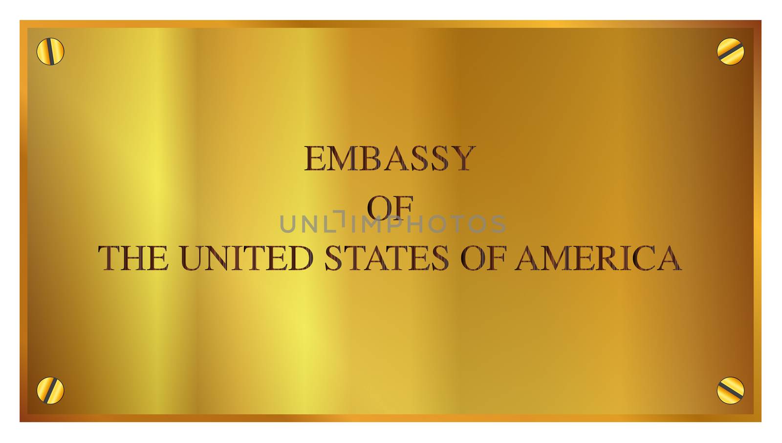 A brass plack proclaiming the embassy of the United States of America