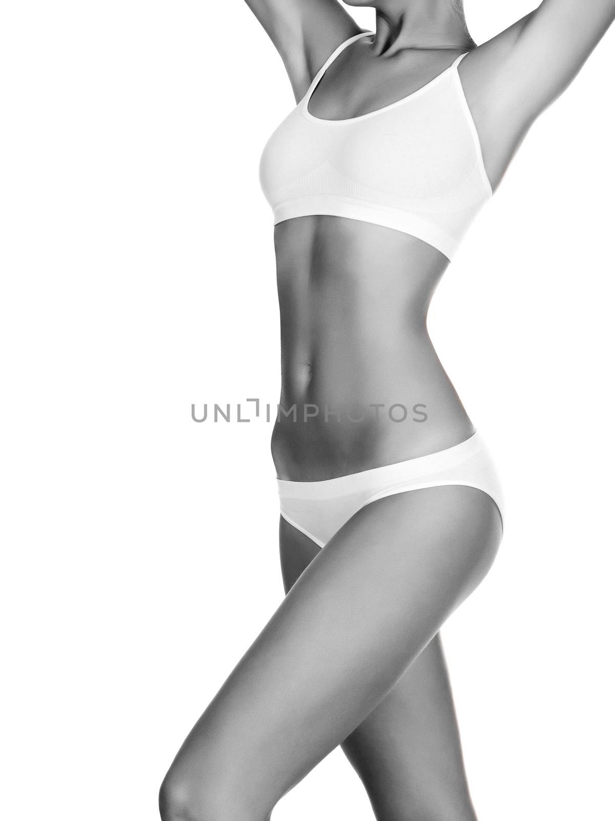 Slim woman on white background by Nobilior