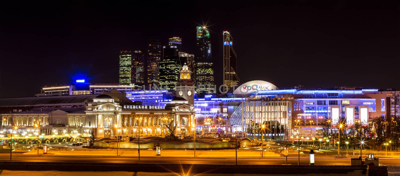 Moskva River embankment: Moscow-City, railway station, shopping  by straannick