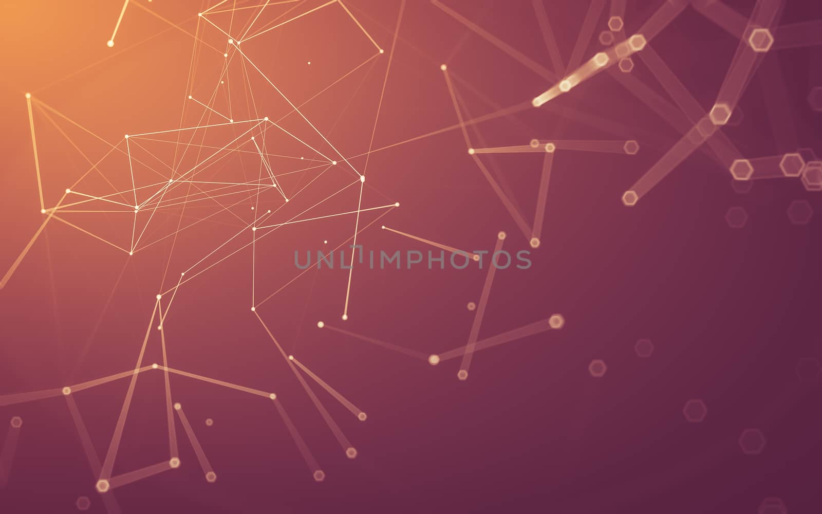 Abstract polygonal space low poly dark background with connecting dots and lines. Connection structure. 3d rendering