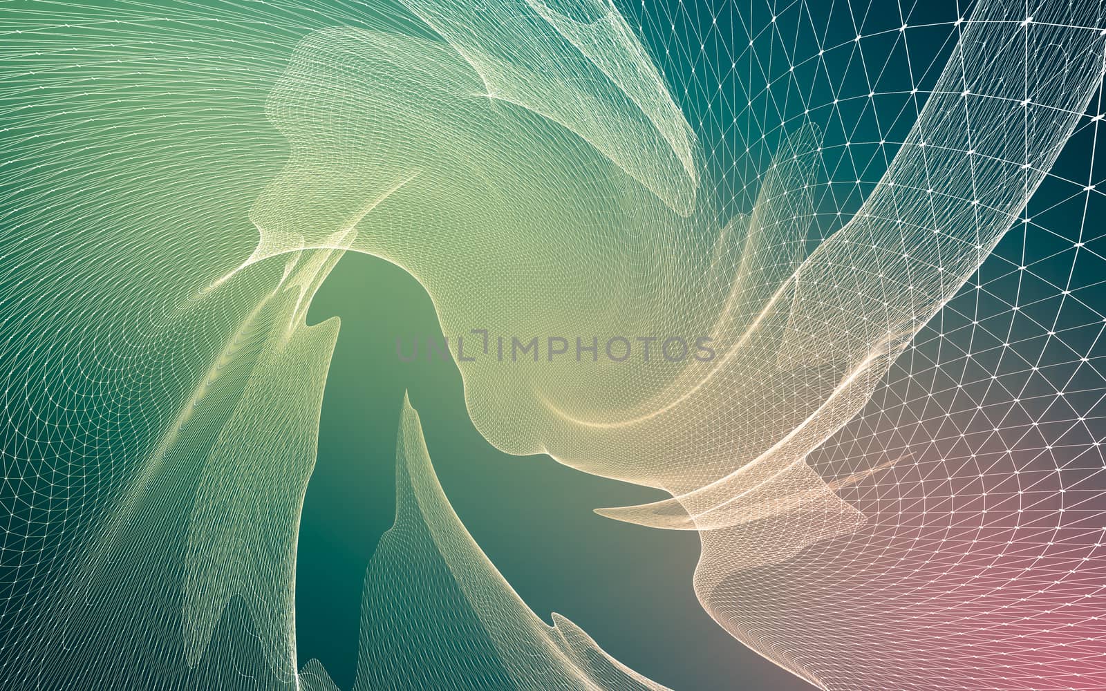 Abstract polygonal space low poly dark background with connecting dots and lines. Connection structure. 3d rendering