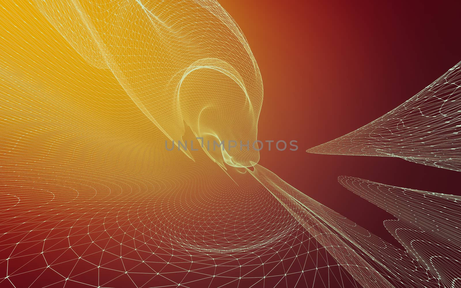 Abstract polygonal space low poly dark background with connecting dots and lines. Connection structure. 3d rendering