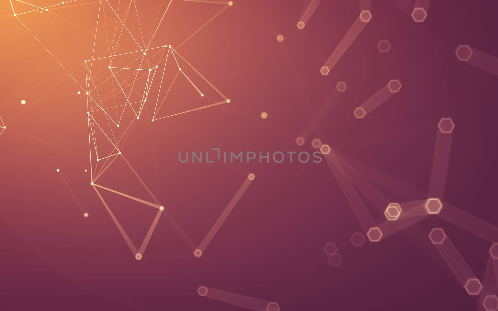 Abstract polygonal space low poly dark background with connecting dots and lines. Connection structure. 3d rendering