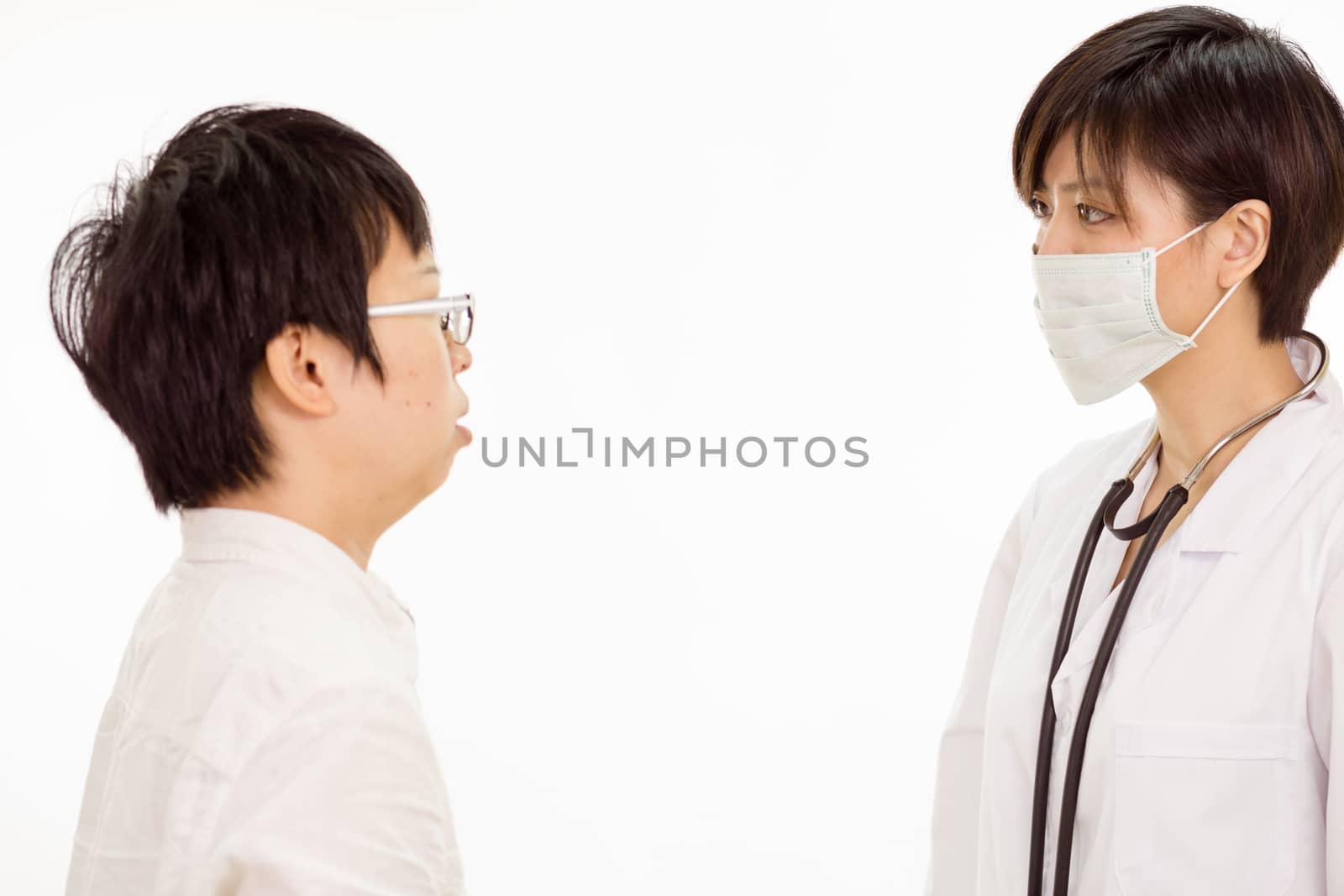 Chinese female doctor with patient