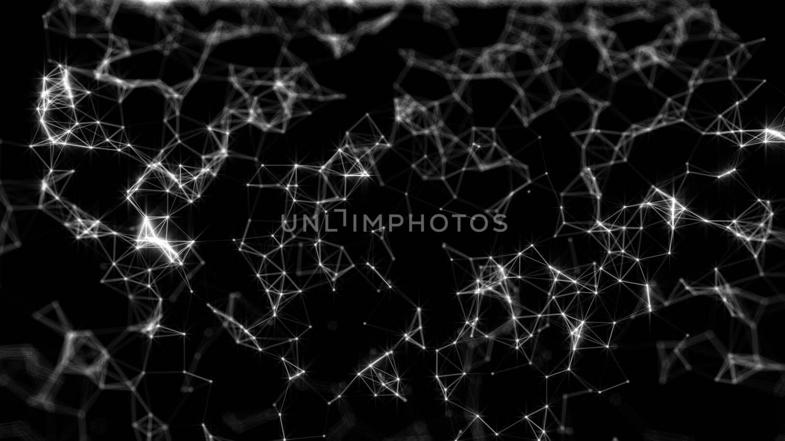 Abstract technology background with connection structure with glittering. 3D rendering