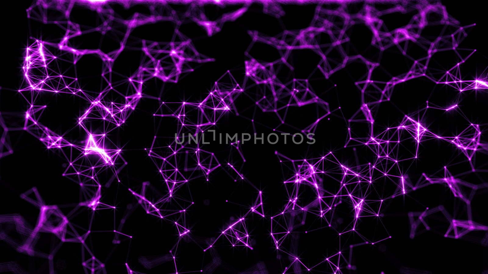 Abstract technology background with connection structure with glittering. 3D rendering