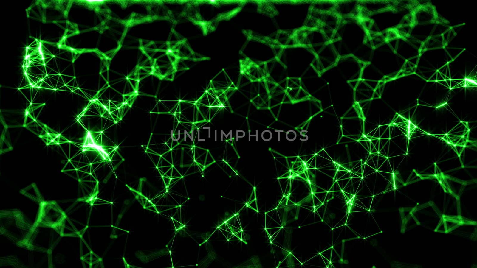 Abstract technology background with connection structure with glittering. 3D rendering