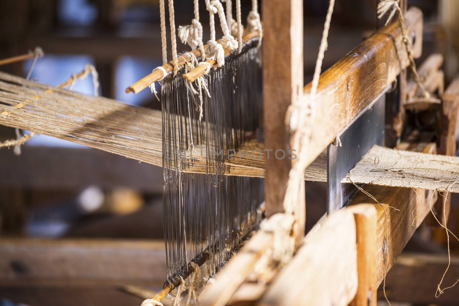 Traditional weaving loom for carpets in Myanmar (Burma)