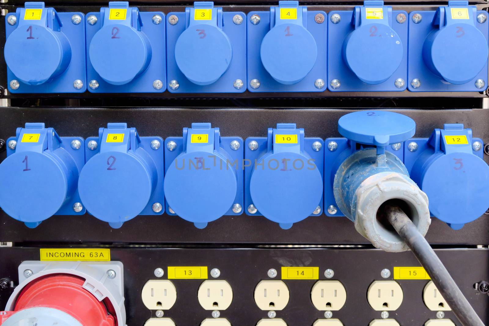 image of power plugs connected background