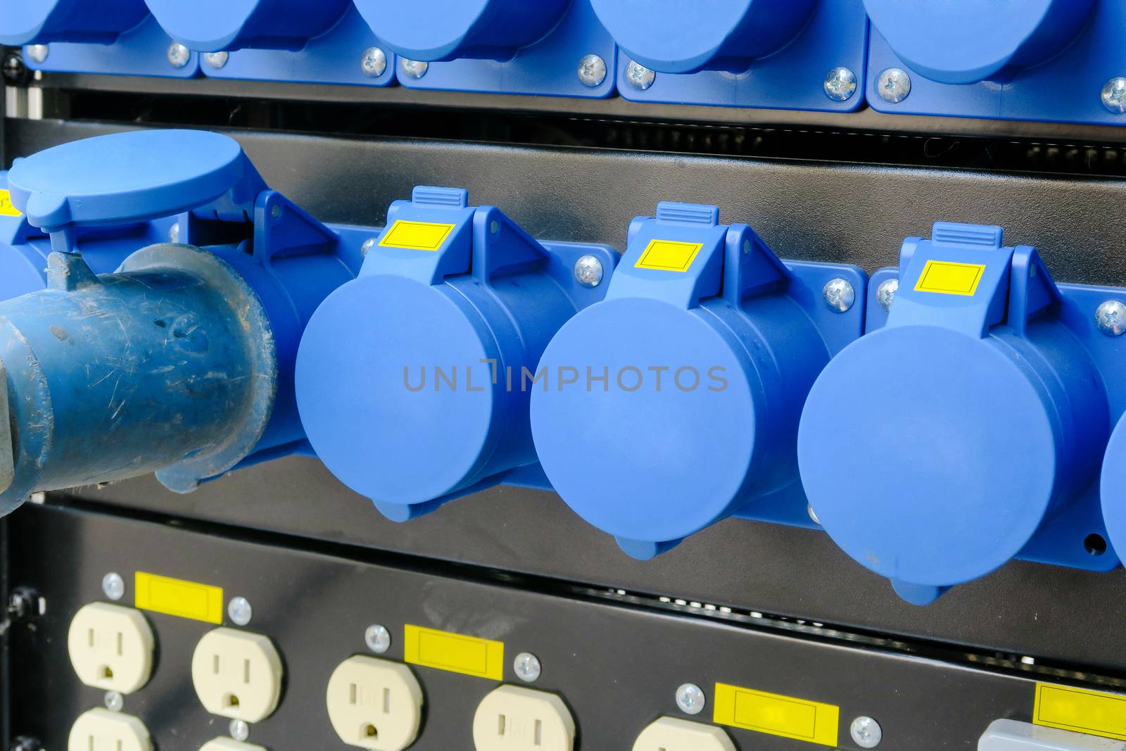 image of power plugs connected background