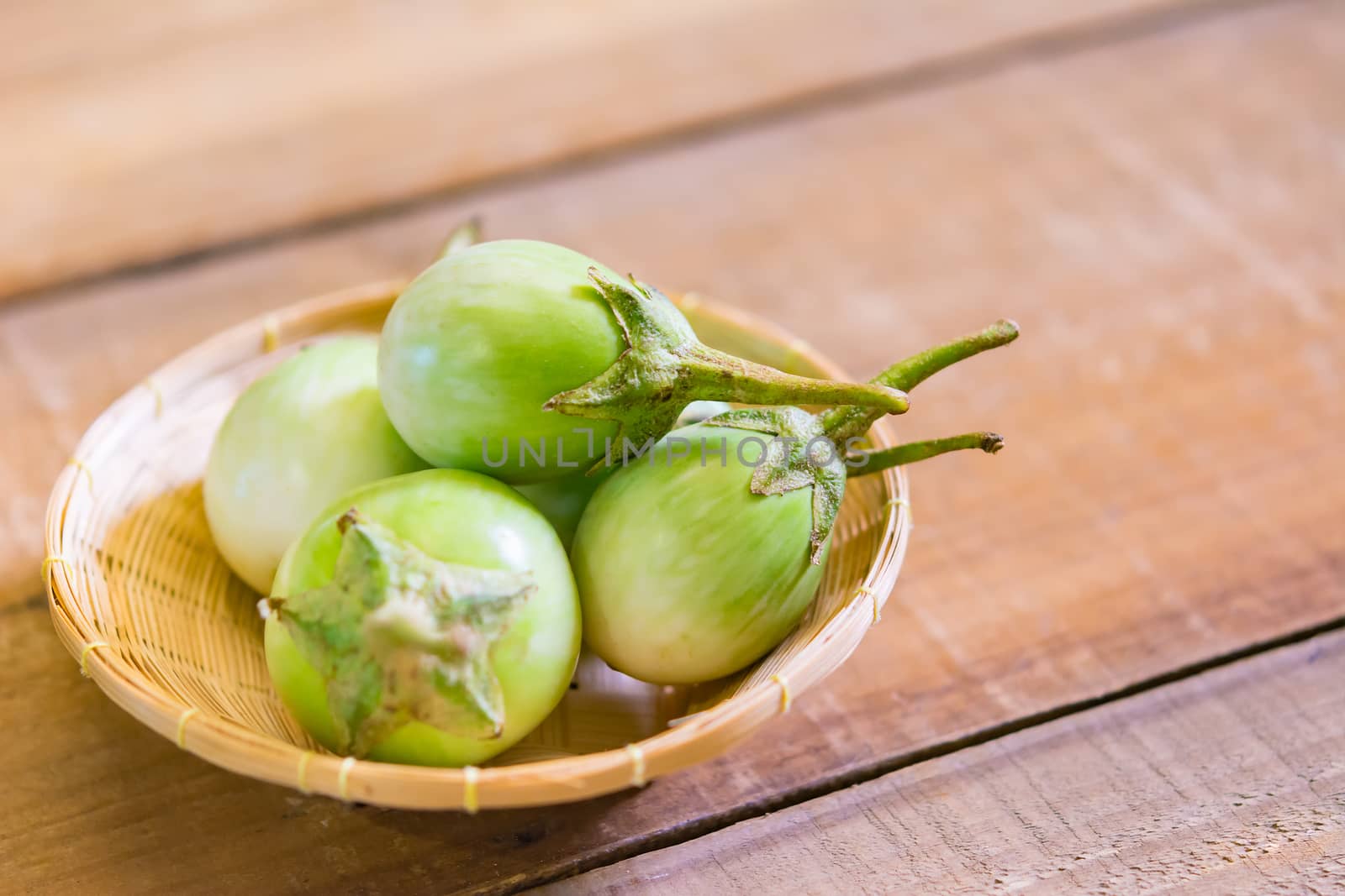 Thai eggplant on basket for background