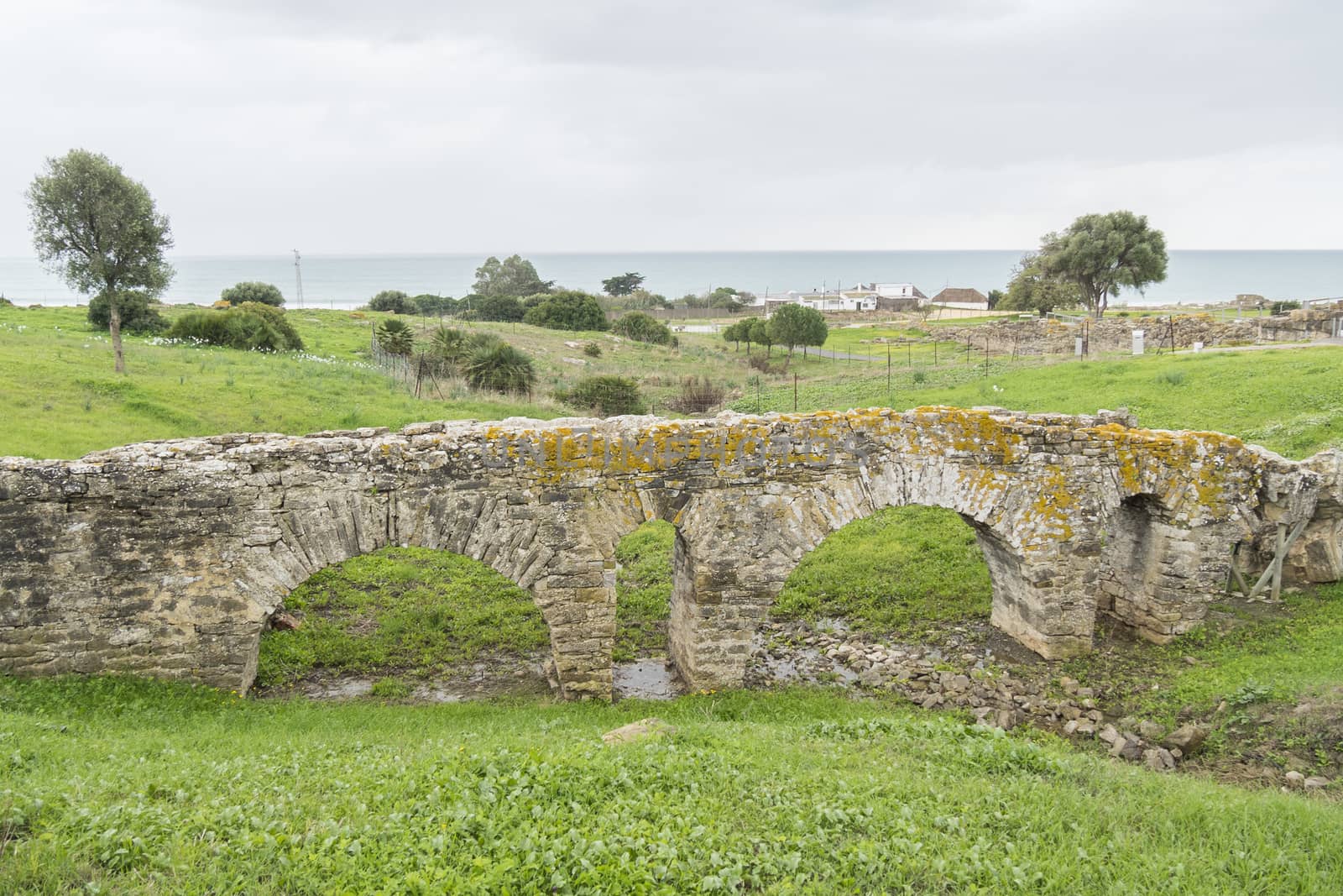 
Remains of a Roman bridge near the sea