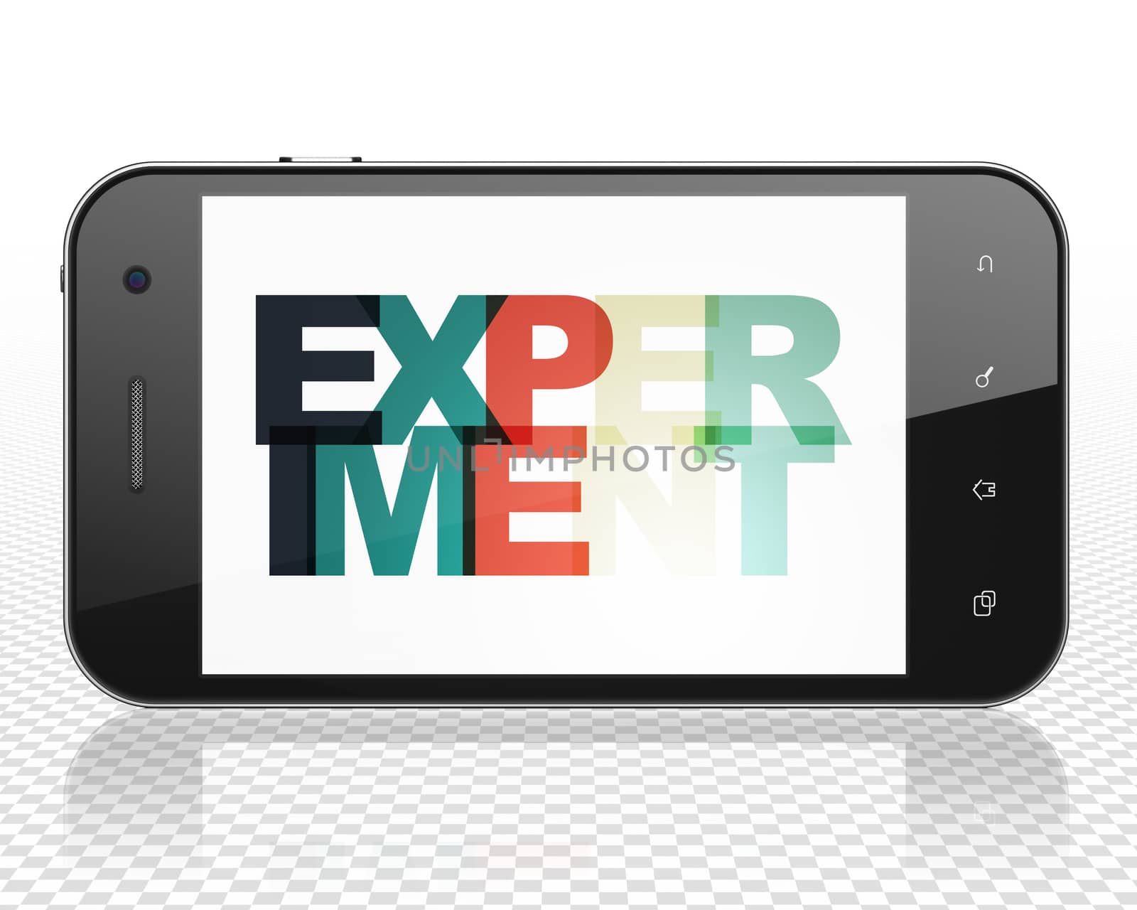 Science concept: Smartphone with Experiment on  display by maxkabakov