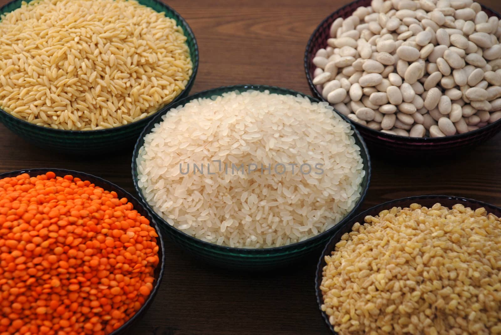 Rice, Lentils, haricot bean, noodles and barley groats,