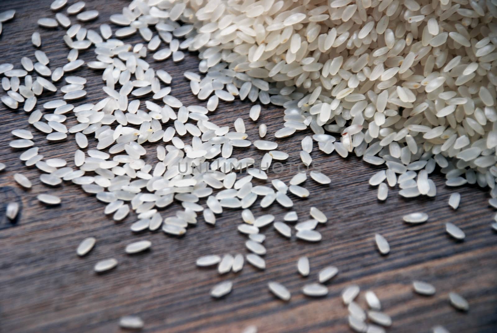 Delicious white rice grains on the table close-up background image