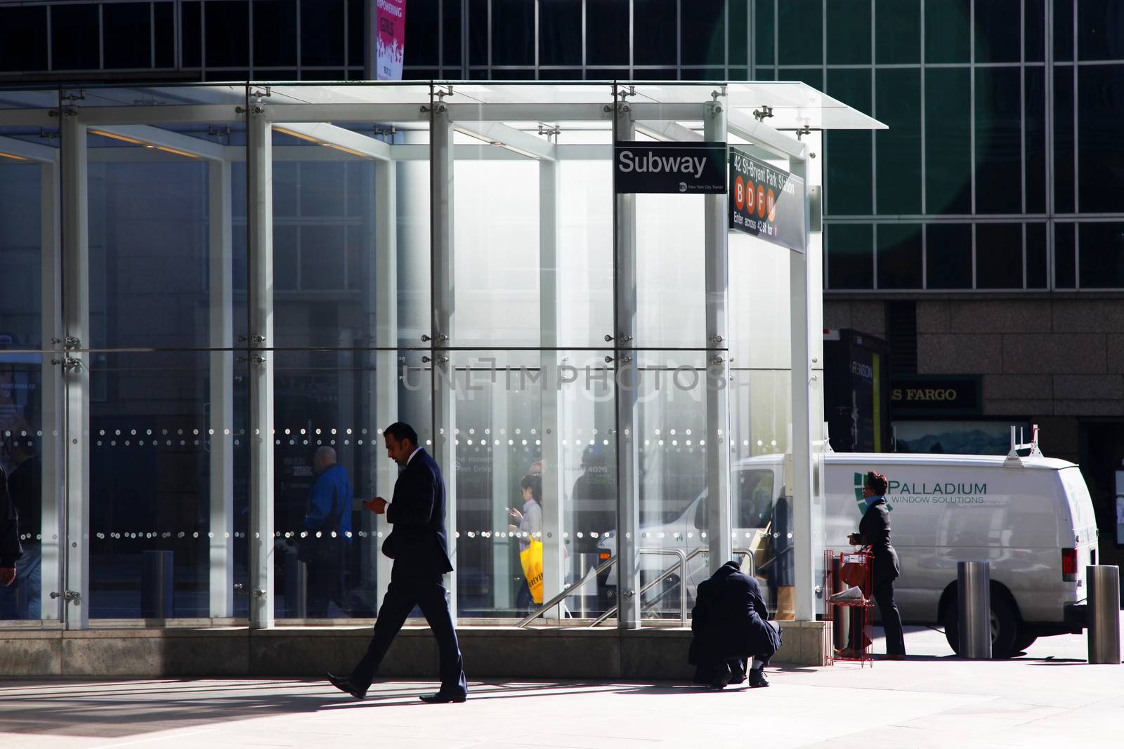NEW YORK, USA - October 11, 2012: Subway entrance in Times Square in New York City. Manhattan, New York City.
