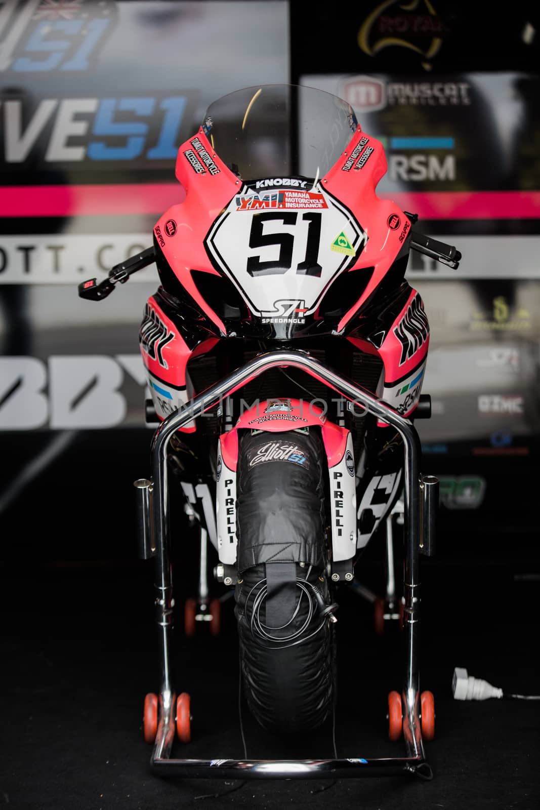 MELBOURNE/AUSTRALIA - OCTOBER 1, 2016: Some of the Supersport bikes getting ready for qualifying at the YMF Australian Superbiike Championshihp Round 6 at Winton Raceway, October 1, 2016.