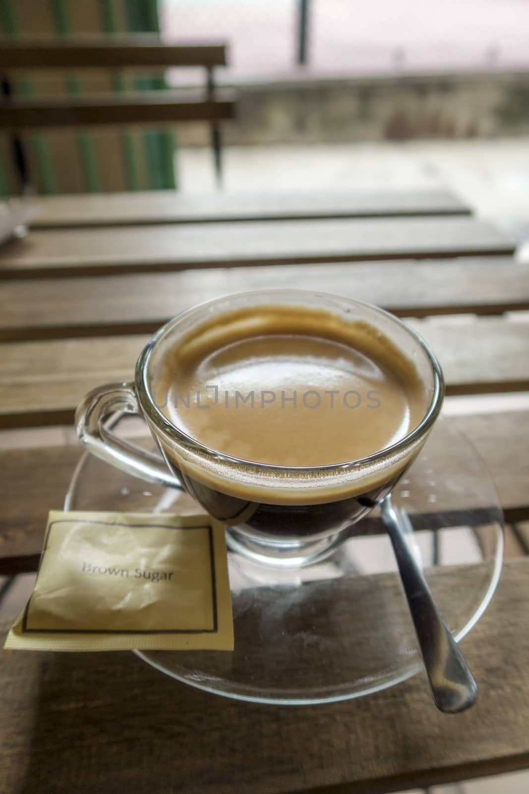 Cup of Black coffe on a wooden table